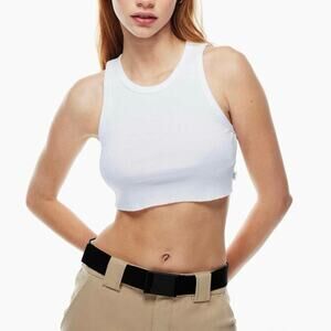 Aritzia TNA Ribbed Cropped Racer Tank White